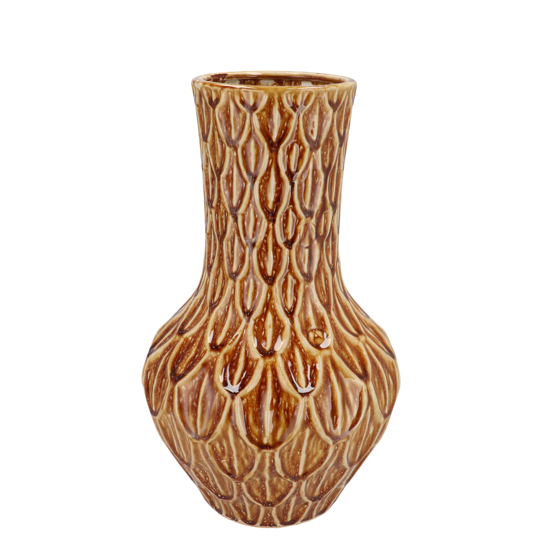 Vase Stein - H39 B23 cm - Boa Brown - Blumentopf Zimmerpflanze