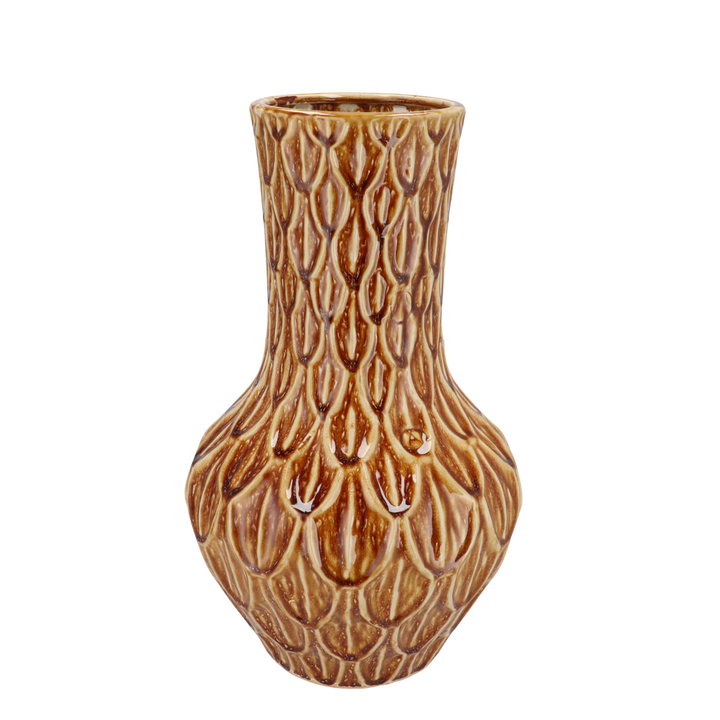 Vase Stein - H39 B23 cm - Boa Brown - Blumentopf Zimmerpflanze