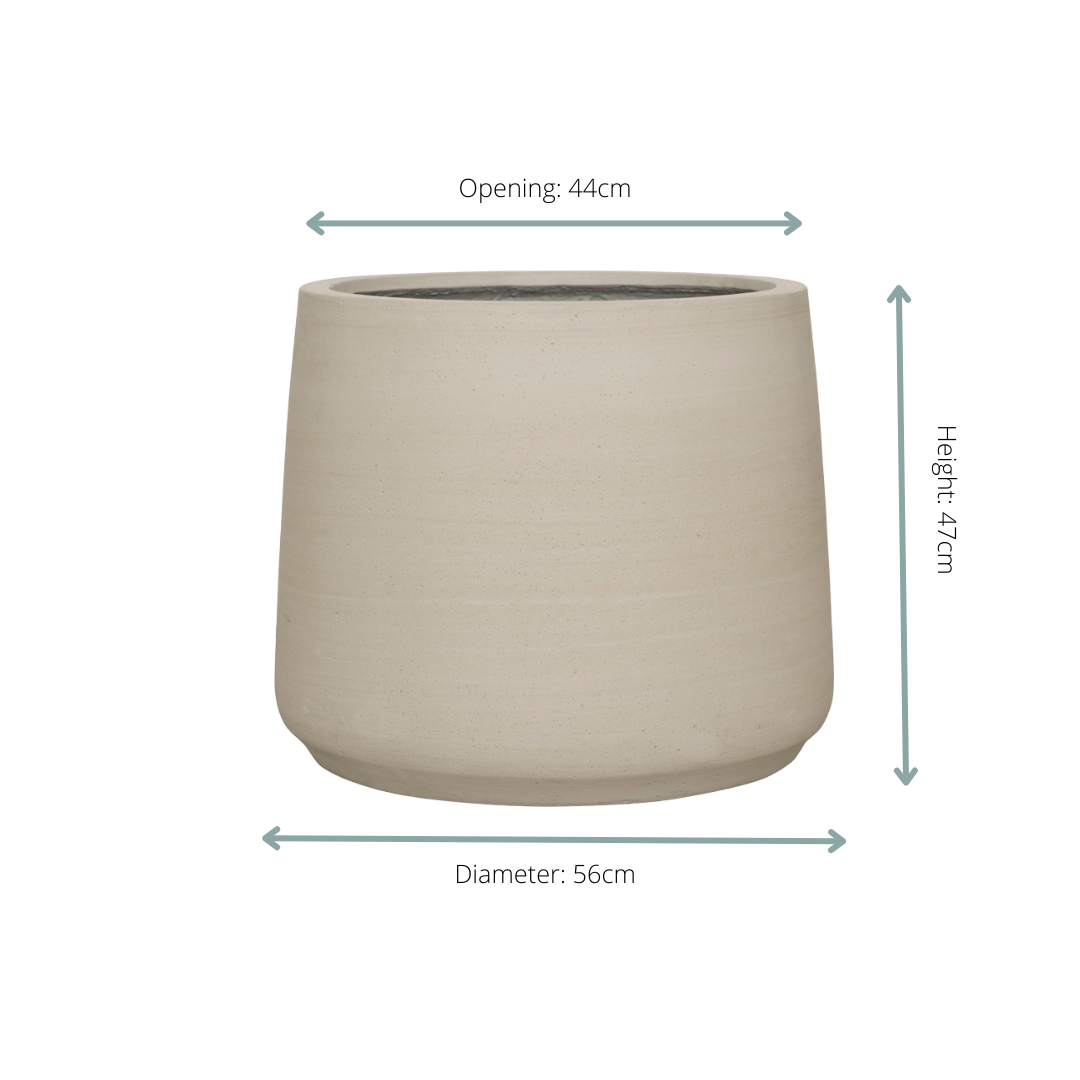Jumbo Patt Beige Washed D56 x H47 – Großer Blumentopf für draußen