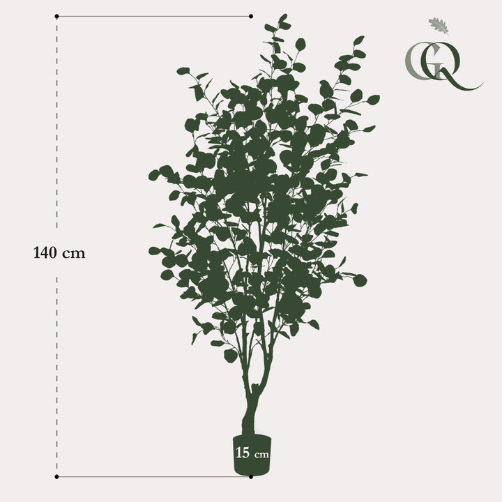 Kunstpflanze - Eukalyptus - Blauer Gummibaum - 140 cm | Premium