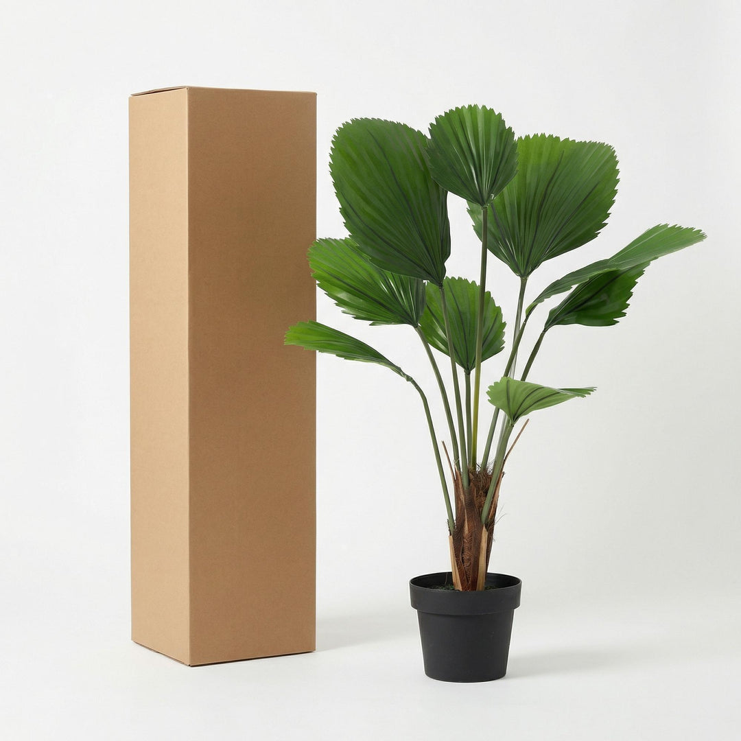 Licuala Grandis – 104 cm – Kunstpflanze – Unechte Pflanze für den Innenbereich