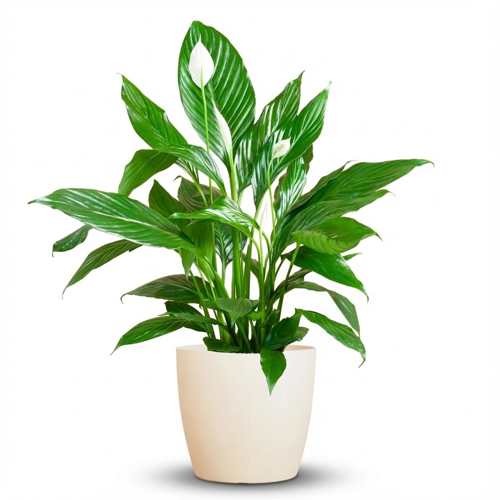 Spathiphyllum mit Übertopf weiß - 80cm - Ø21 - Einblatt