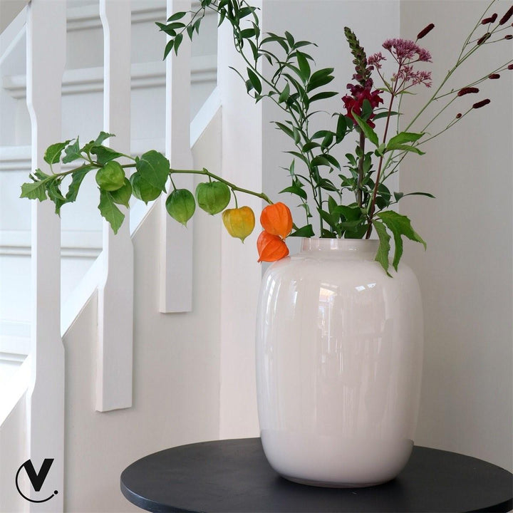 Glasvase Arctic Ivory – 35 cm hoch | Blumentopf für Zimmerpflanzen – Größe M