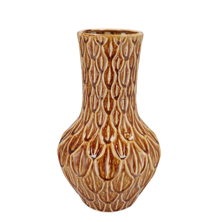Vase Stein - H39 B23 cm - Boa Brown - Blumentopf Zimmerpflanze