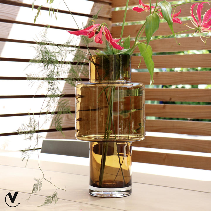 Vase Glas Juba M - H40 B20 - Cognac - Blumentopf Zimmerpflanze