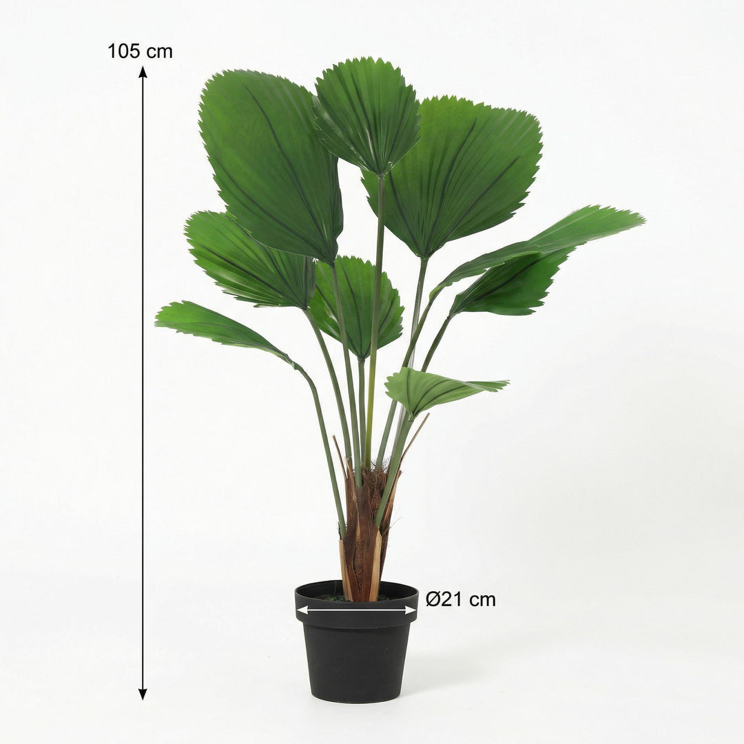 Licuala Grandis – 104 cm – Kunstpflanze – Unechte Pflanze für den Innenbereich