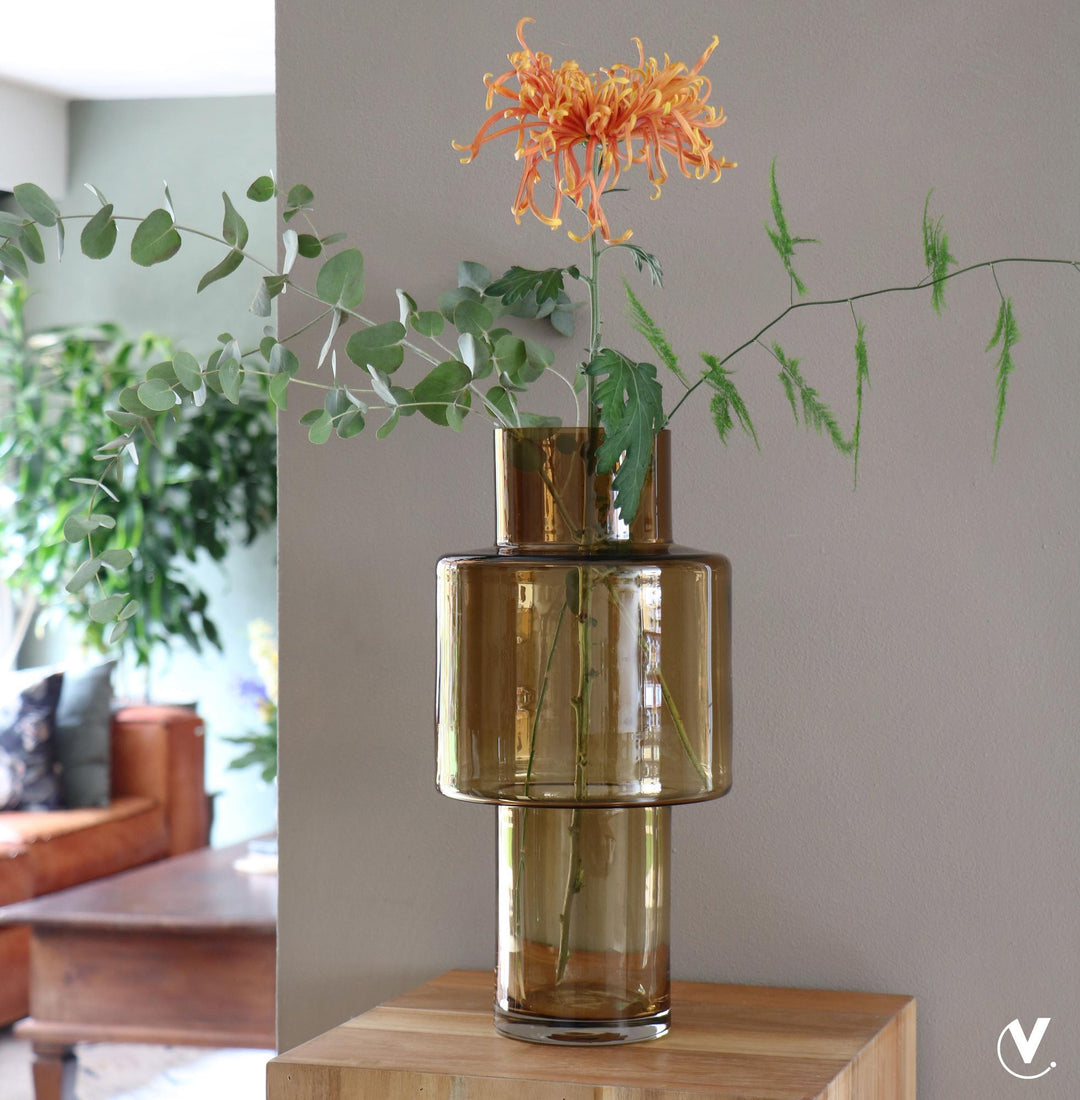 Vase Glas Juba M - H40 B20 - Cognac - Blumentopf Zimmerpflanze