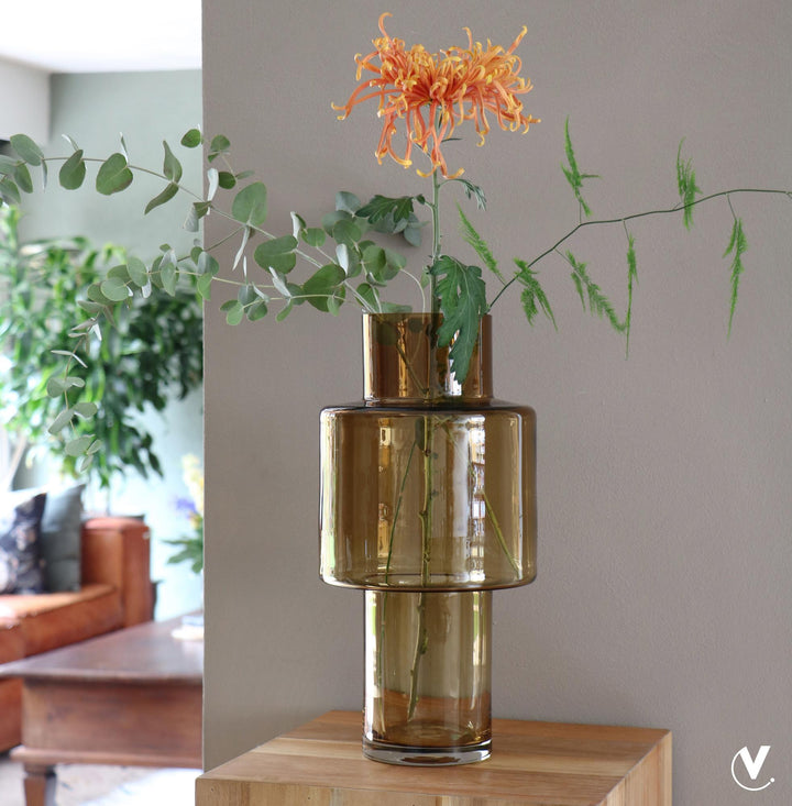 Vase Glas Juba M - H40 B20 - Cognac - Blumentopf Zimmerpflanze