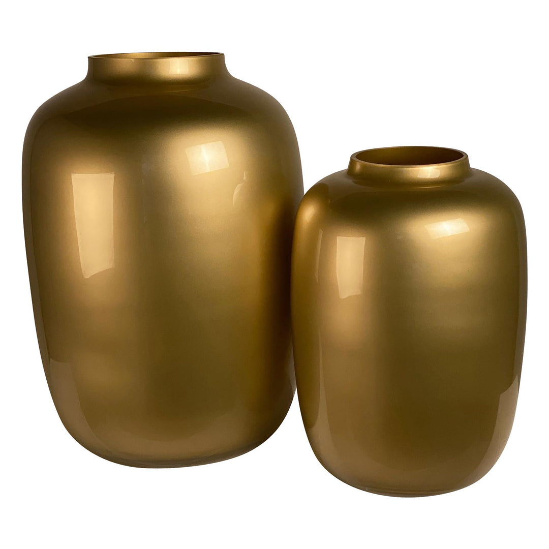 Vase Glas - Gold - H35 B25 cm - Blumentopf Zimmerpflanze