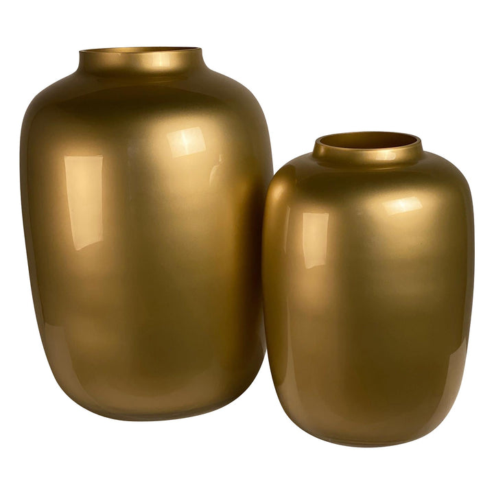 Vase Glas - Gold - H35 B25 cm - Blumentopf Zimmerpflanze